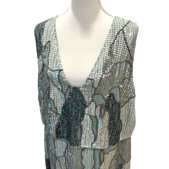 ASOS Curve Cocktail Dress 1X Homecoming Dress 18 Semi Formal Sequin 20s Flapper - Picture 10 of 17